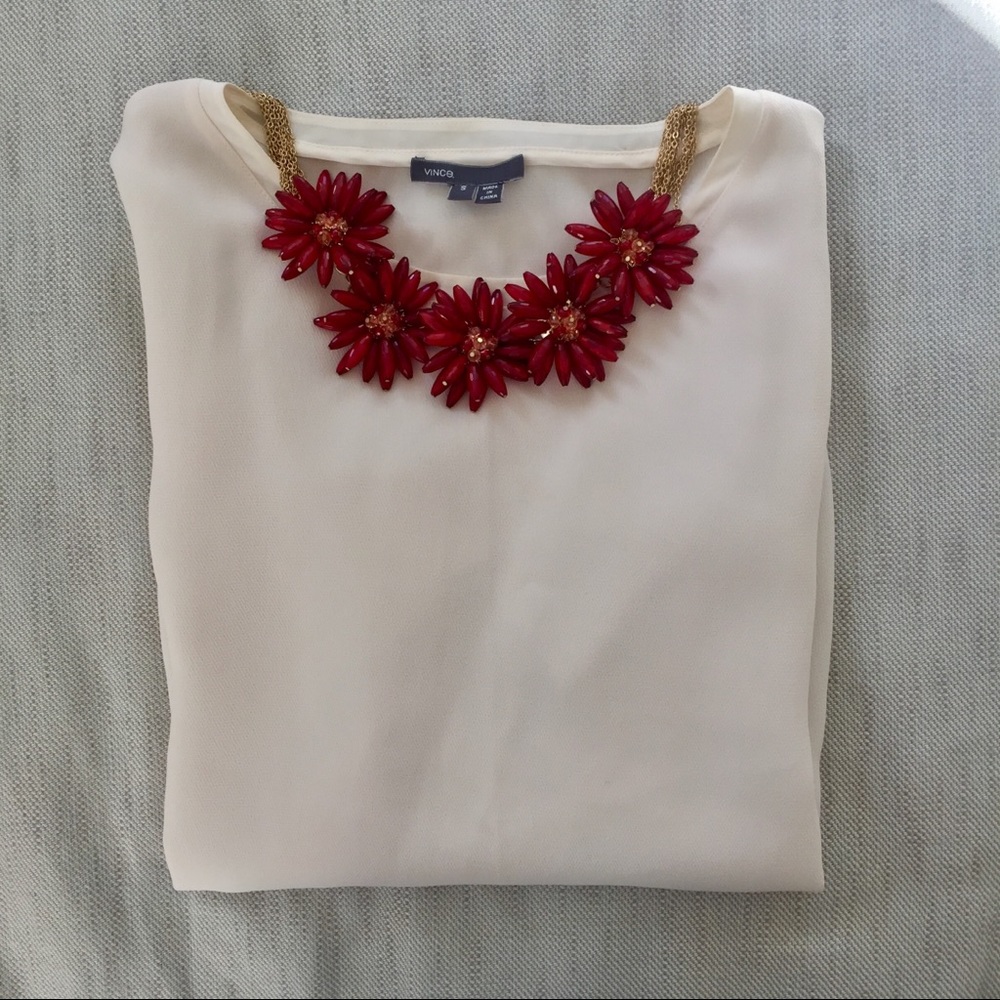 Ruby Red Flower Statement Necklace - image 3
